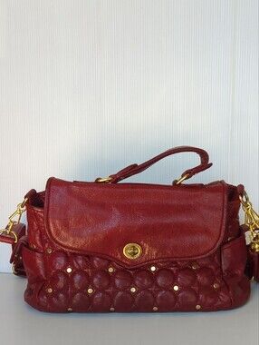 Rebecca Minskoff Red Quilted Leather Shoulder Bag with Gold Hardware